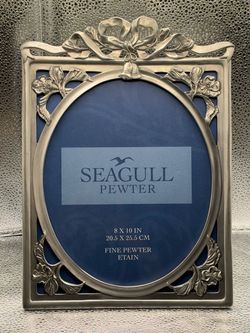 Vintage Pewter Picture Frame, Seagull Fine Pewter, Elegant Floral 8 x 10