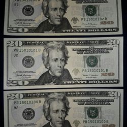 2017 (AU) $20 Dollar Bills with Chronological Unique Serial Numbers