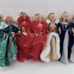 Holiday Barbies 7 Dolls 