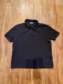 Zara Man Mens XL Dark Brown Cotton Textured Waffle Knit Short Sleeve Polo Shirt