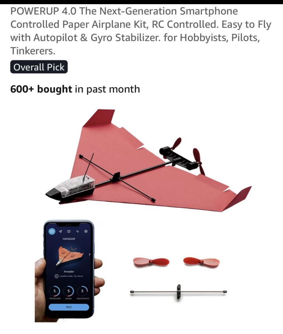 POWERUP 4.0 The Next-Generation Smartphone Controlled Paper Airplane Kit