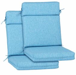 BPS 21 x 20 Inch Outdoor Chair Cushion Set of 2, Fade-Resistant and Water-Resistant Solution-Dyed Polyester Fabric Patio High Back Chair Cushions with