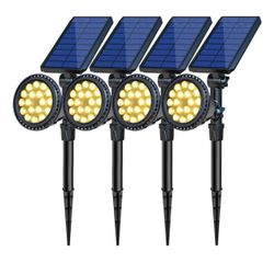  Solar Spotlights, 18  LED Solar Lights Outdoor Waterproof, 2 Mode Soft Warm White Landscape Lighting Auto On/Off  Spot Lights for Flag Pole Garden Ya