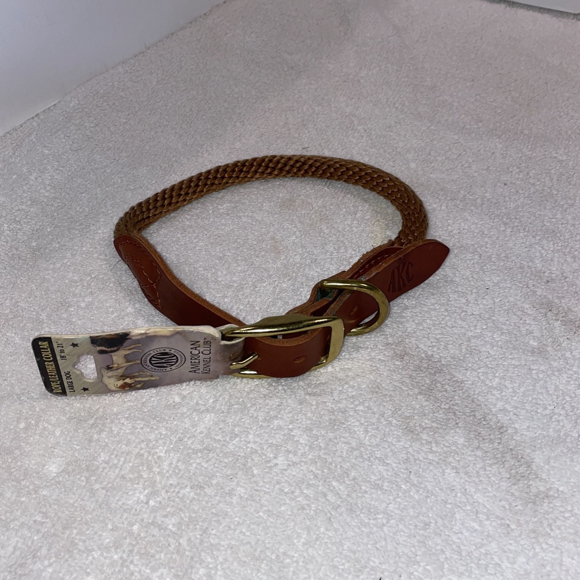 American Kennel Club Rope Leather Large Dog Collar