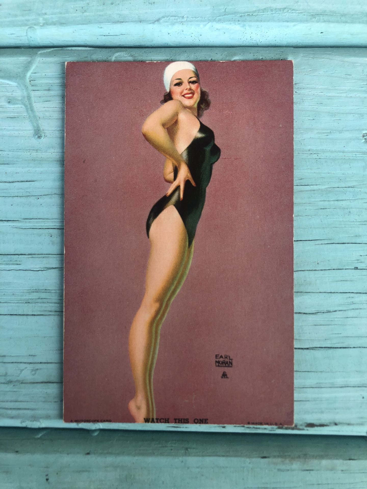 Rare Vintage/Antique Risqué Pin Up Girl 1940s Card/Postcard GC 3.5 x 5.5