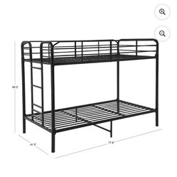 Sturdy Metal Twin Bunk Bed Frame – Black Finish