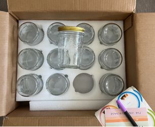 New 12 Mason Glass Canning Jars Set with Lids 16 oz