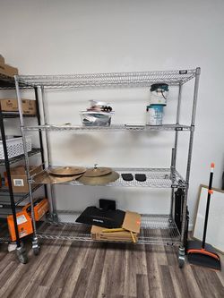 Uline Chrome Wire Shelving Unit on Casters