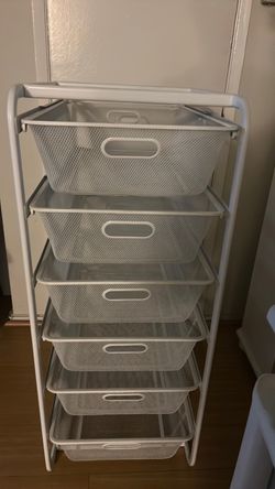 Large 6 Drawer White Metal Mesh Drawers- Container Store