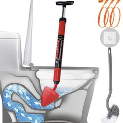 New-Toilet Plunger, High-Pressure Plungers for Bathroom, Toilet Brush and Plunger Set - Powerful Air Drain Unclogger & Heavy-Duty Clog Remover for Bat