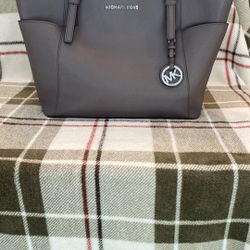 Michael Kors Gray Saffiano Tote with Silver Hardware