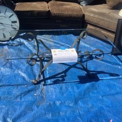 Glass And Wrought Iron Dining Table