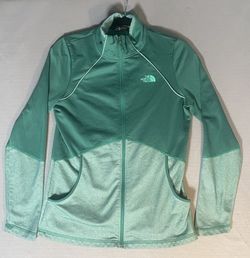 The North Face Full Zip Fleece Jacket Womens Medium M Green Colorblock
