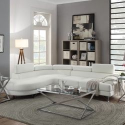 Brand New White Leather Modern Style Sectional Sofa 