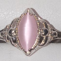 Sterling Silver  Pink Catseye Ring