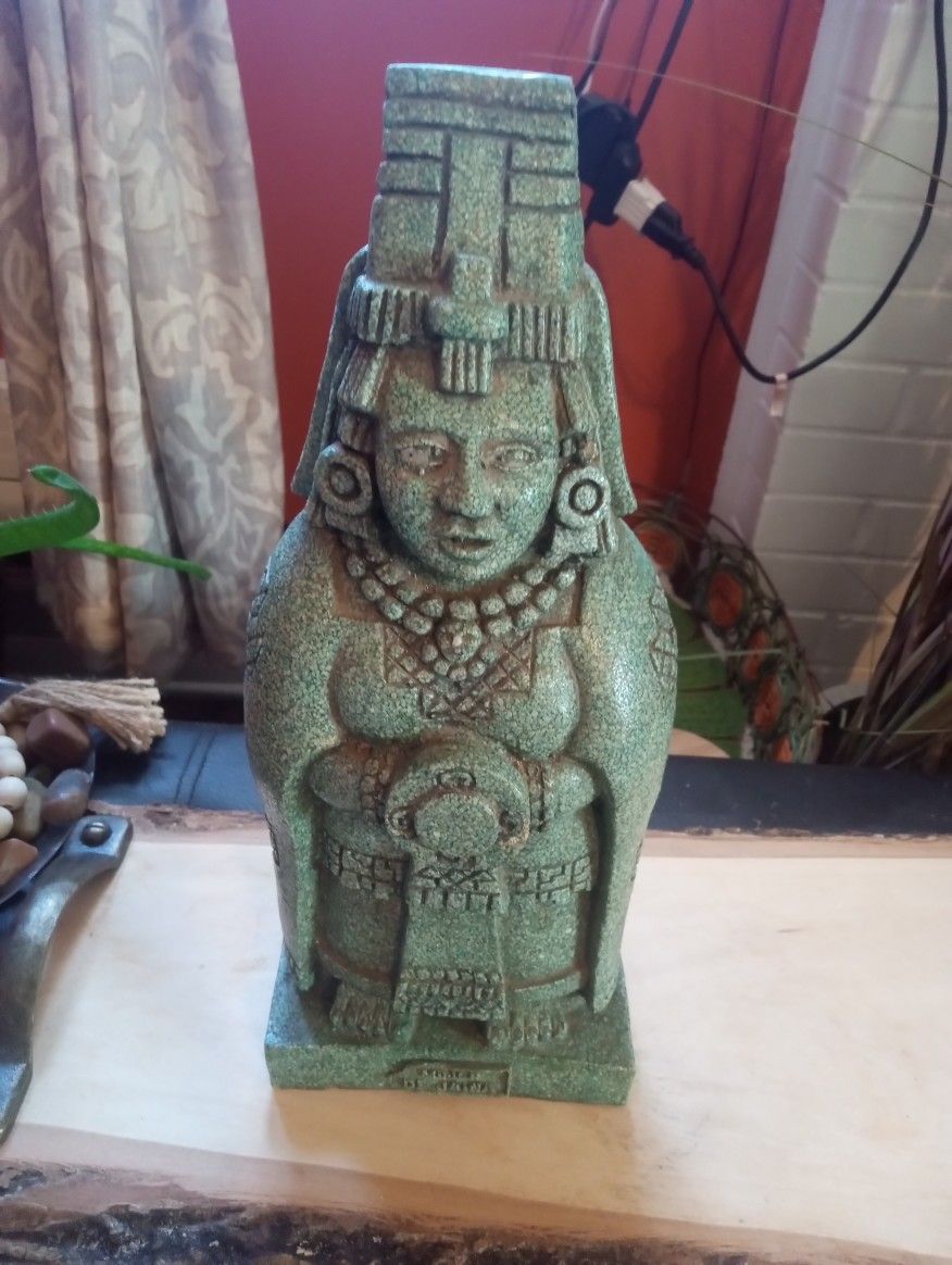 Vintage Mayan Green Stone Carved Statue 