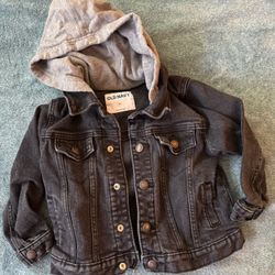 Old Navy Black Denim Hooded Jacket 3T