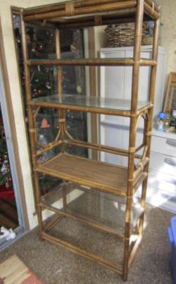 VTG Bamboo & Glass Bookcase/Shelf - $400