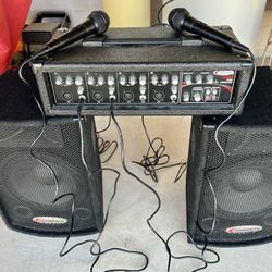 4 Channel 60watt mixer, With Speakers And 2 Microphones 
