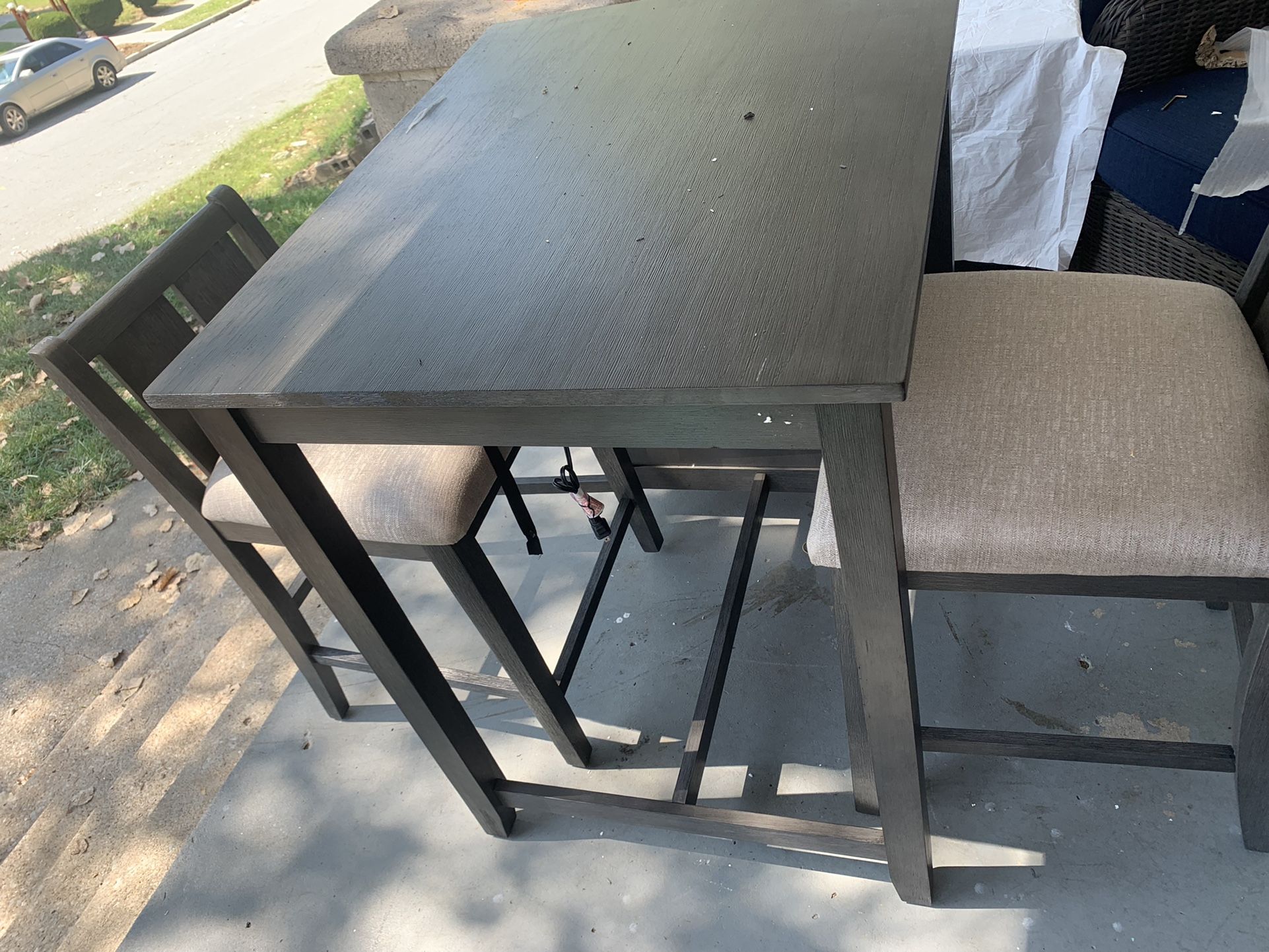 Table With USB Charging And Side Shelves And Two Chairs 