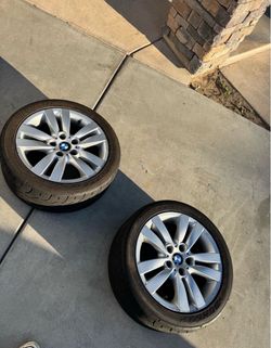 PAIR OF BMW RIMS 5X120 WITH DUNLOP DIREZZA 255/40/17
