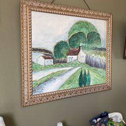 Framed Folk Art Painting 