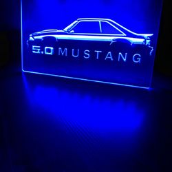 MUSTANG 5.0 LED NEON BLUE LIGHT SIGN 8x12