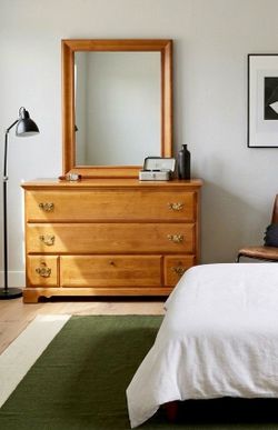 Vintage Solid Maple Dresser with Mirror – May Co. Early American / Colonial