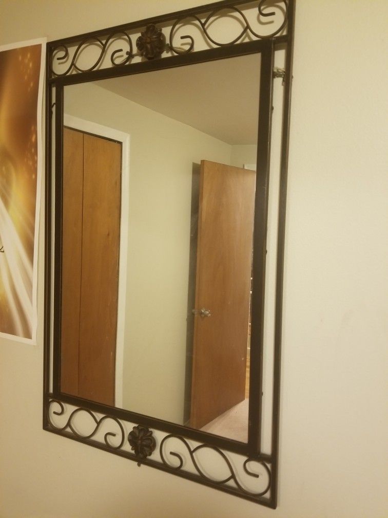 Antique Entry Mirror And Stand