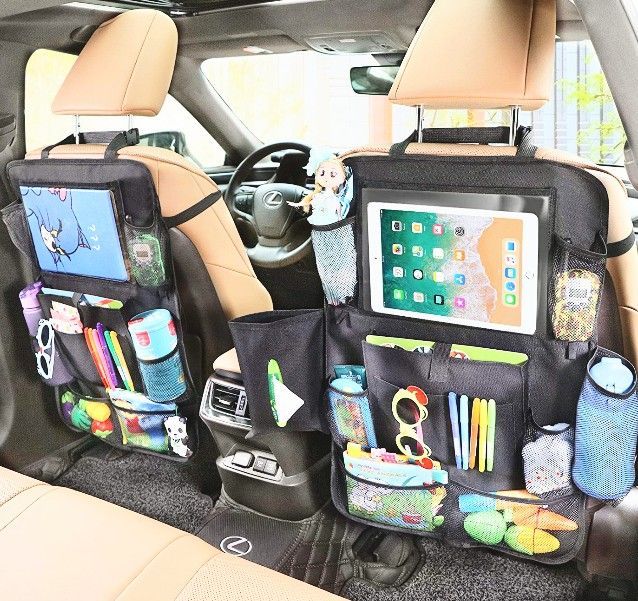 Messy Car? Roadtrip? High Quality Backseat Organizer for Kids! Less Stress for All!