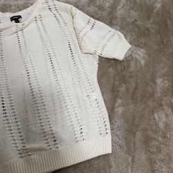 Express Cream Openwork Knit Blouse