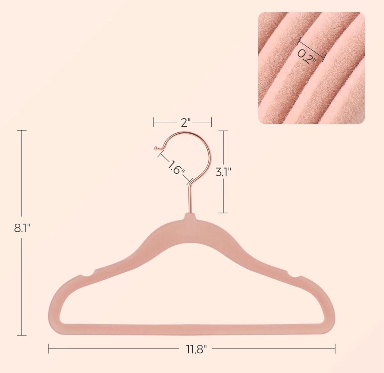 Songmics Baby Kids Space Saving Clothes Velvet Hangers 50pk - Pink