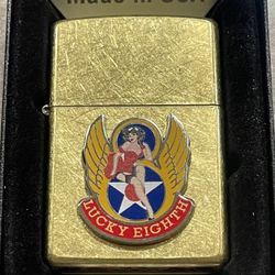 Zippo Military Lighter Lucky Eight USAF Brass 