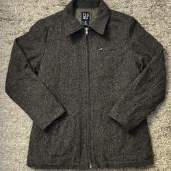 Gap Women’s Size M Gray 3-Pocket Full Zip Long Sleeve Collared Coat