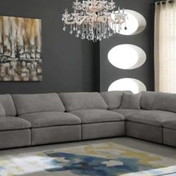 Cozy Velvet Grey Cloud Modular Sectional

