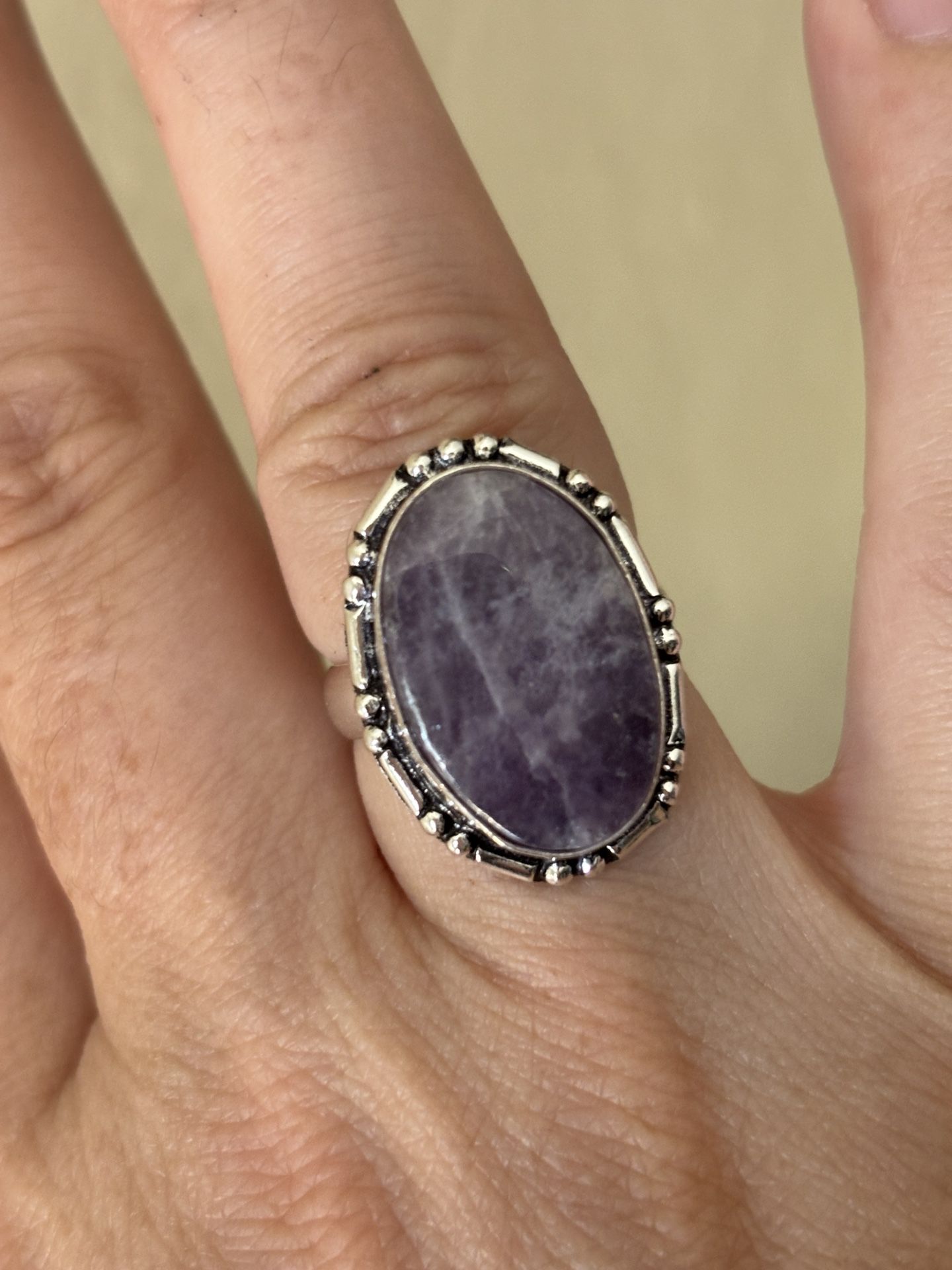 925 Sterling Silver Purple Charoite Gemstone Ring 6.5