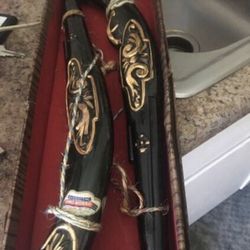 Two Sealed Vintage Italian Wine Musket Bottles 