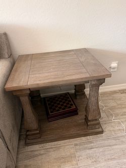 Rustic Wood End Table with Baluster Legs