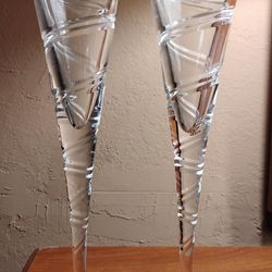 2 Spiral Shannon Crystal Champagne Flutes by Godinger