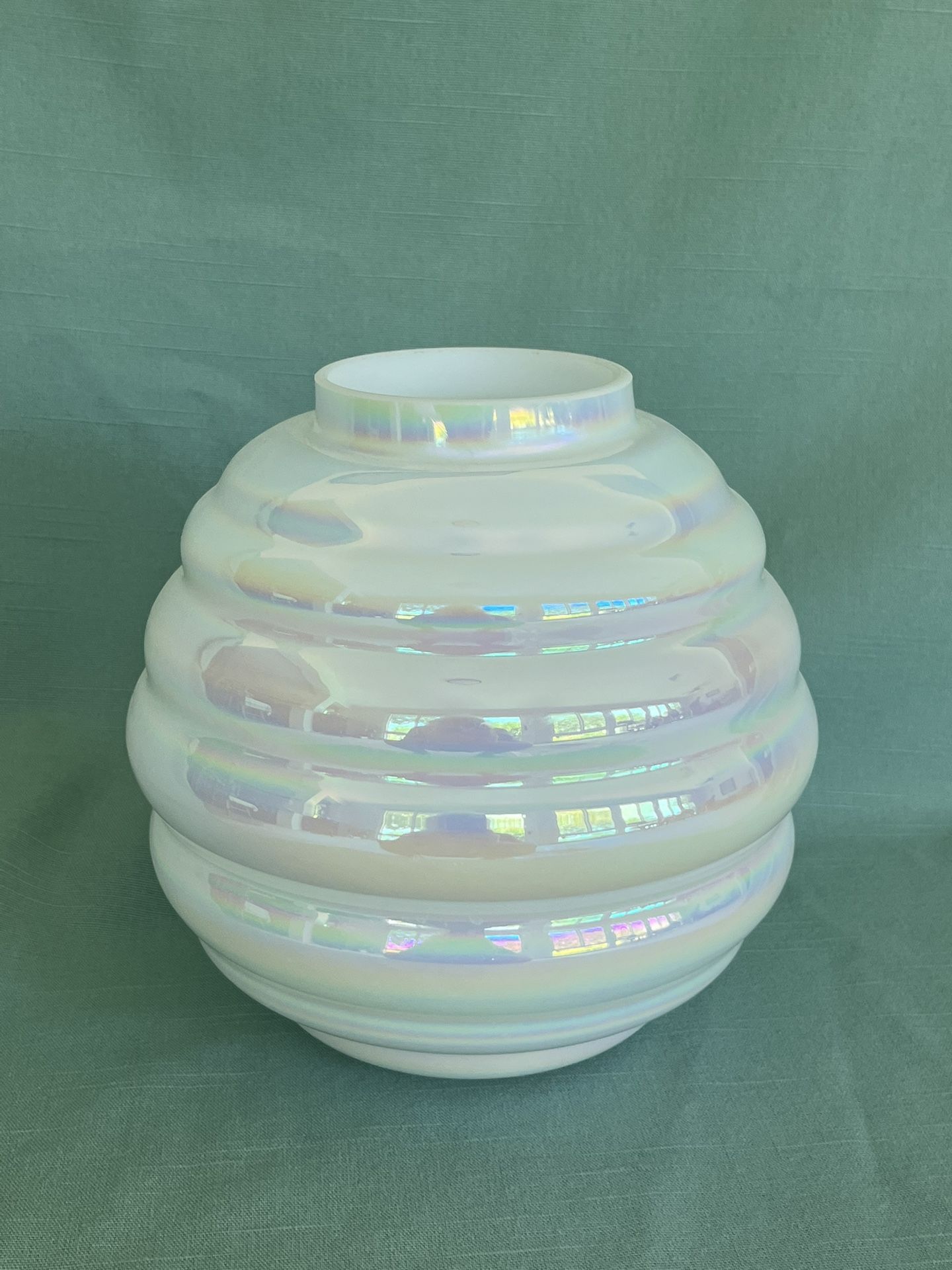Iridescent White Glass Vase