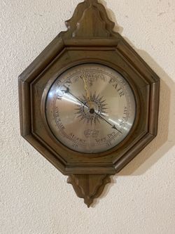 Antique Wall Barometer Wood Octagonal Frame