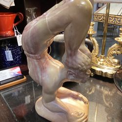 Gymnast Contortionist Heavy Stone Carving 13“ H - Signed