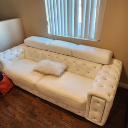 White Faux Leather Sofa  Set