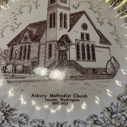 Ashbury Methodist Church Tacoma Washington Erected 1892 Glass Plate