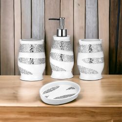 4 PIECE GLAM BATHROOM ACCESSORY SET