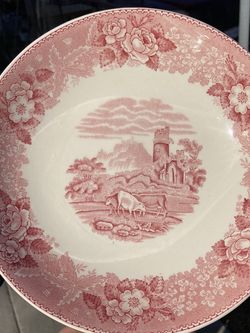 Antique red And White Dish