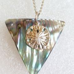 Paua Abalone Sand Dollar Pendant Necklace