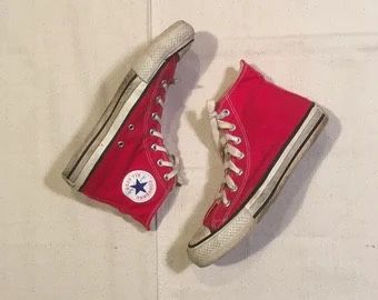 RARE Vintage MADE IN USA 70s 80s 90s Converse All Star Red High Top Sneakers W 7