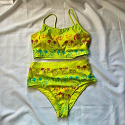 Disney Parks 2 Piece Lime Womens Bathing Suit Sz Medium Mickey Donald Daisy