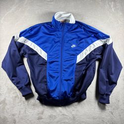 Vintage Nike Men’s Large Blue Colorblock Full Zip Track Jacket 80s #972
